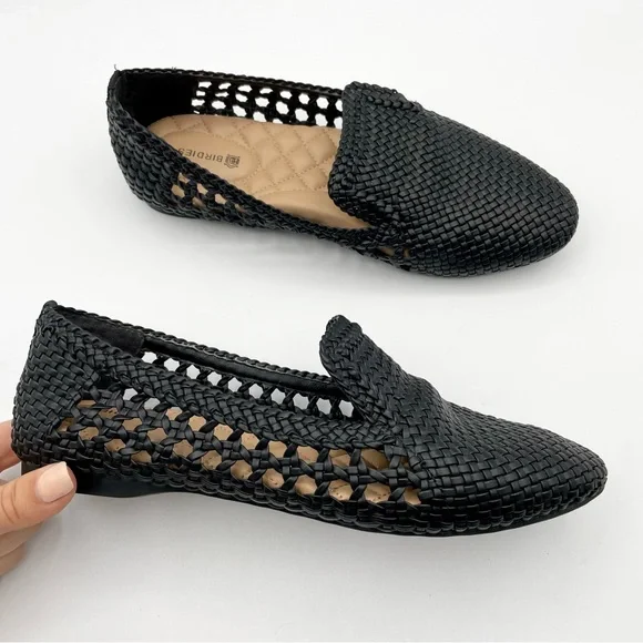Birdies The Woven Starling Flat Loafer Black Faux Leather Smoking Slipper 7.5 - Picture 2 of 16